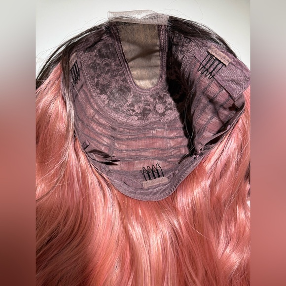 HAIR, 28” Long Layers, Lace at Center Part, Ombre Brown/Pink - Picture 9 of 11